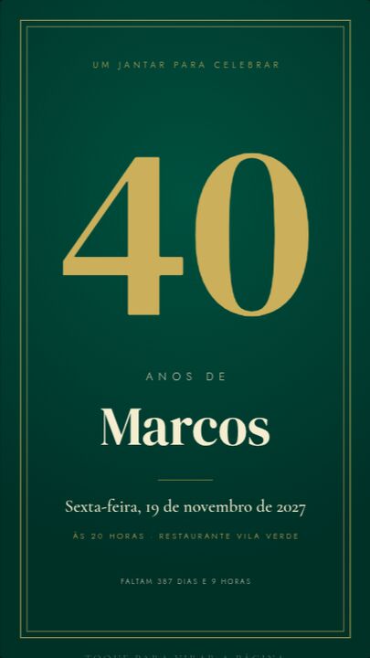 Capa do modelo Adulto: verde profundo e dourado, com o número 40.